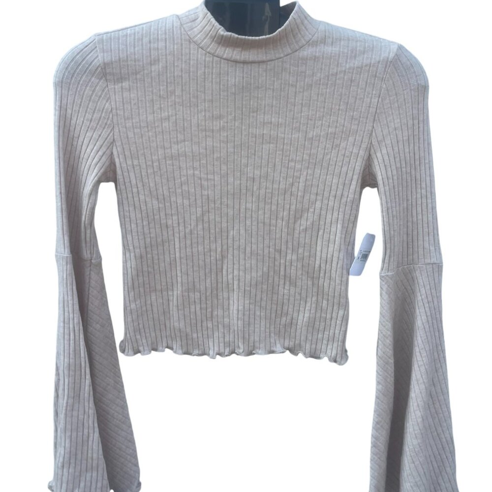Women's Alter'D State Cropped Flare Sleeve Turtle Neck Sweater Size Med